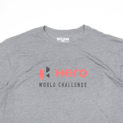 Levelwear Mens Grey Polyester T-Shirt Size L Round Neck