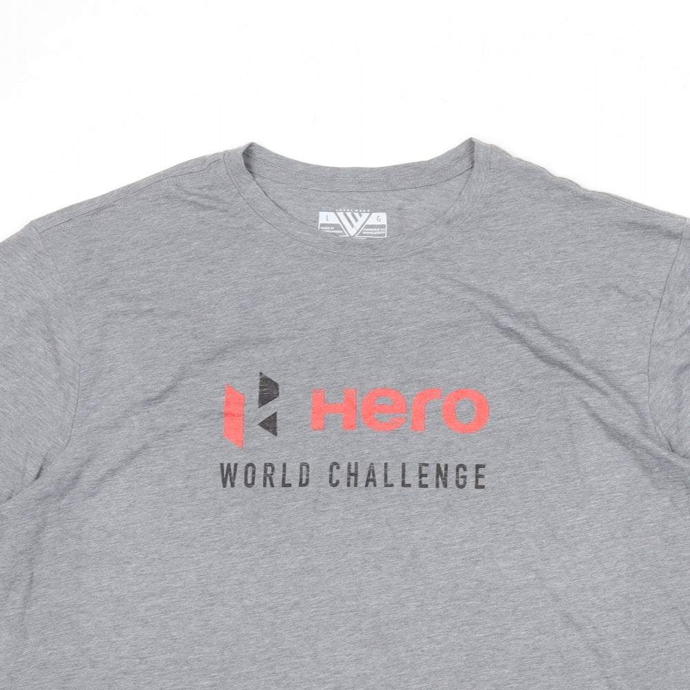 Levelwear Mens Grey Polyester T-Shirt Size L Round Neck