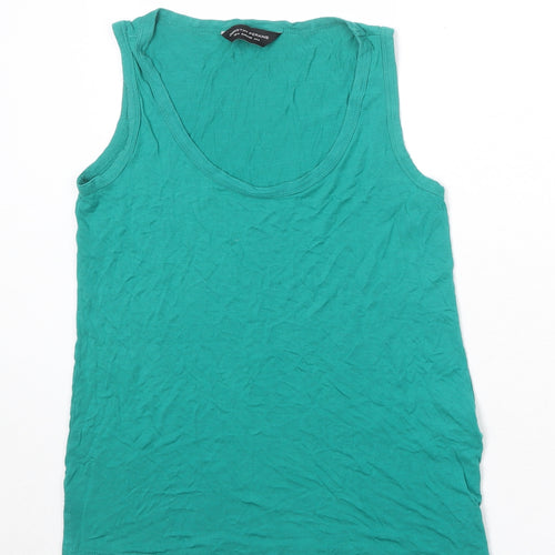Dorothy Perkins Womens Green Viscose Basic Tank Size 8 Scoop Neck