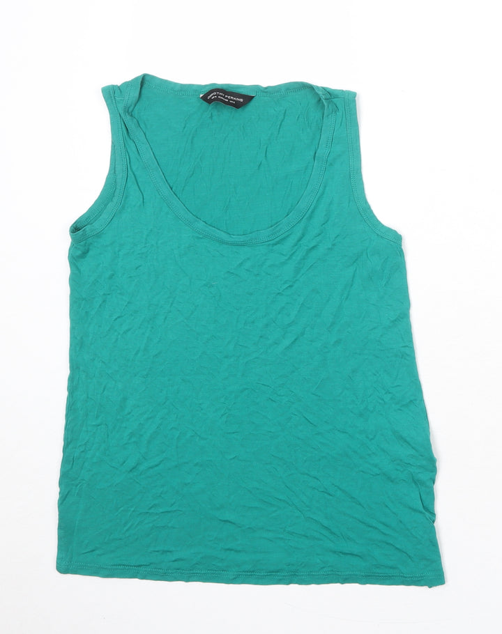 Dorothy Perkins Womens Green Viscose Basic Tank Size 8 Scoop Neck