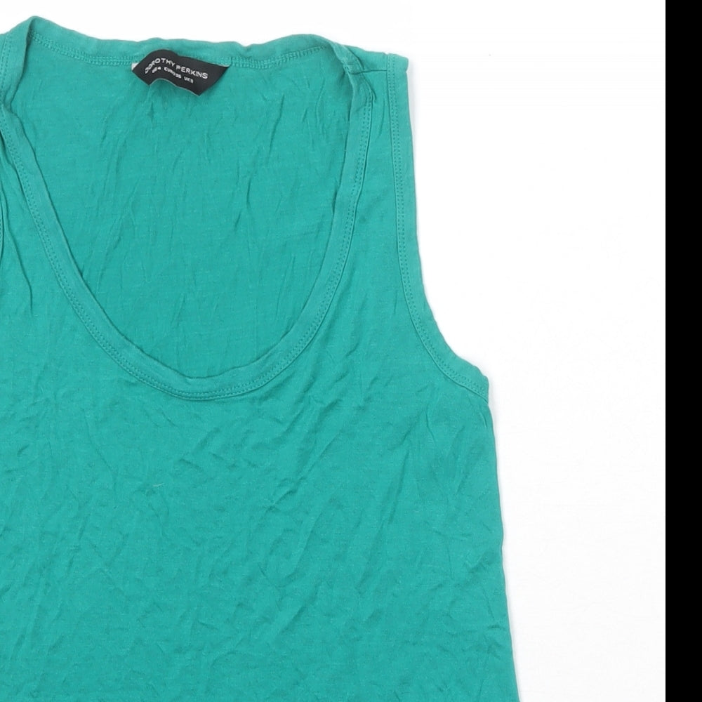 Dorothy Perkins Womens Green Viscose Basic Tank Size 8 Scoop Neck
