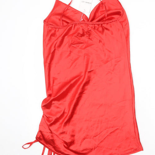 Femme Luxe Womens Red Polyester Slip Dress Size 10 Cowl Neck Pullover