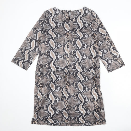 Wallis Womens Multicoloured Animal Print Polyester A-Line Size 8 Round Neck Button - Snakeskin Pattern