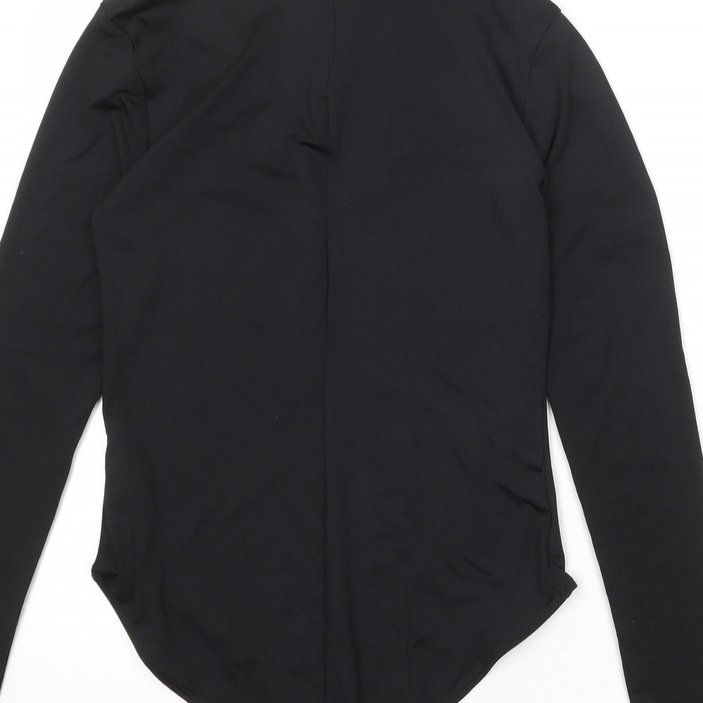 Zara Womens Black Polyester Bodysuit One-Piece Size M Snap - Cut Out Detail