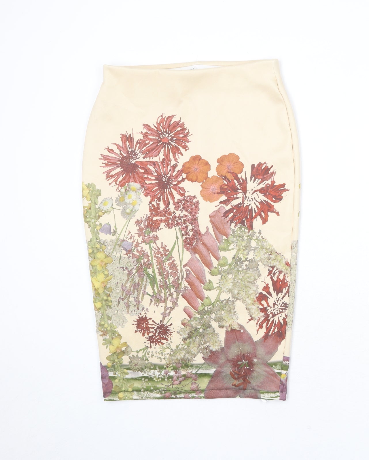 Marks and Spencer Womens Multicoloured Floral Polyester Straight & Pencil Skirt Size 8