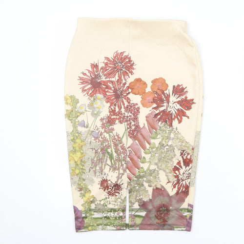 Marks and Spencer Womens Multicoloured Floral Polyester Straight & Pencil Skirt Size 8