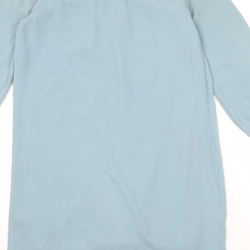 H&M Womens Blue Polyester A-Line Size 8 Round Neck Zip
