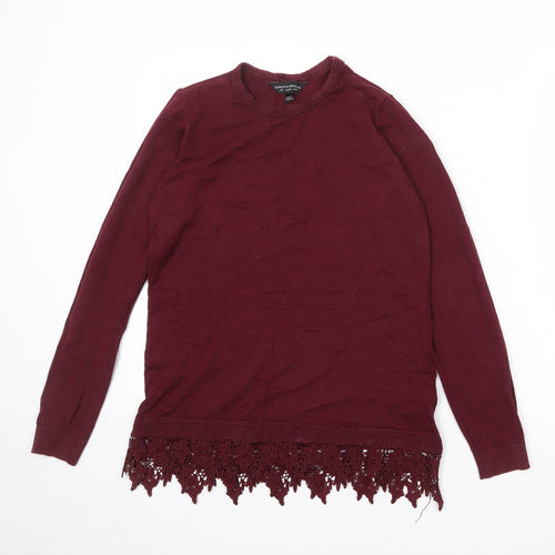 Dorothy Perkins Womens Red Round Neck Cotton Pullover Jumper Size 10