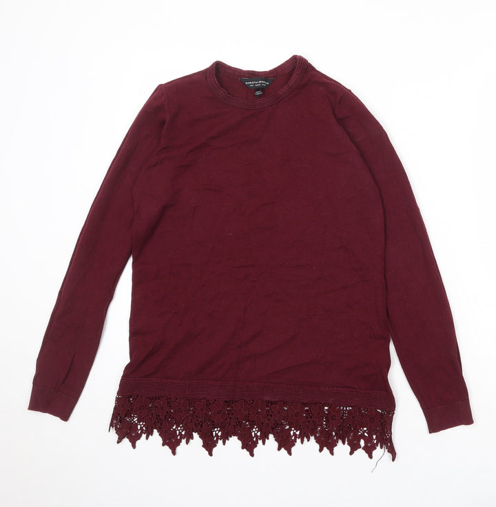 Dorothy Perkins Womens Red Round Neck Cotton Pullover Jumper Size 10