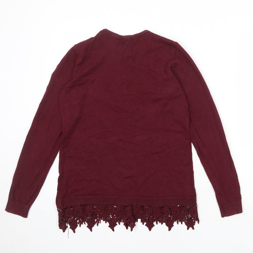 Dorothy Perkins Womens Red Round Neck Cotton Pullover Jumper Size 10