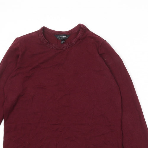 Dorothy Perkins Womens Red Round Neck Cotton Pullover Jumper Size 10
