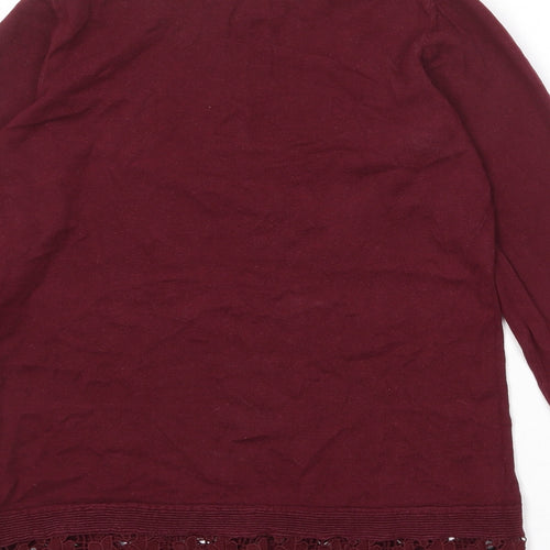Dorothy Perkins Womens Red Round Neck Cotton Pullover Jumper Size 10