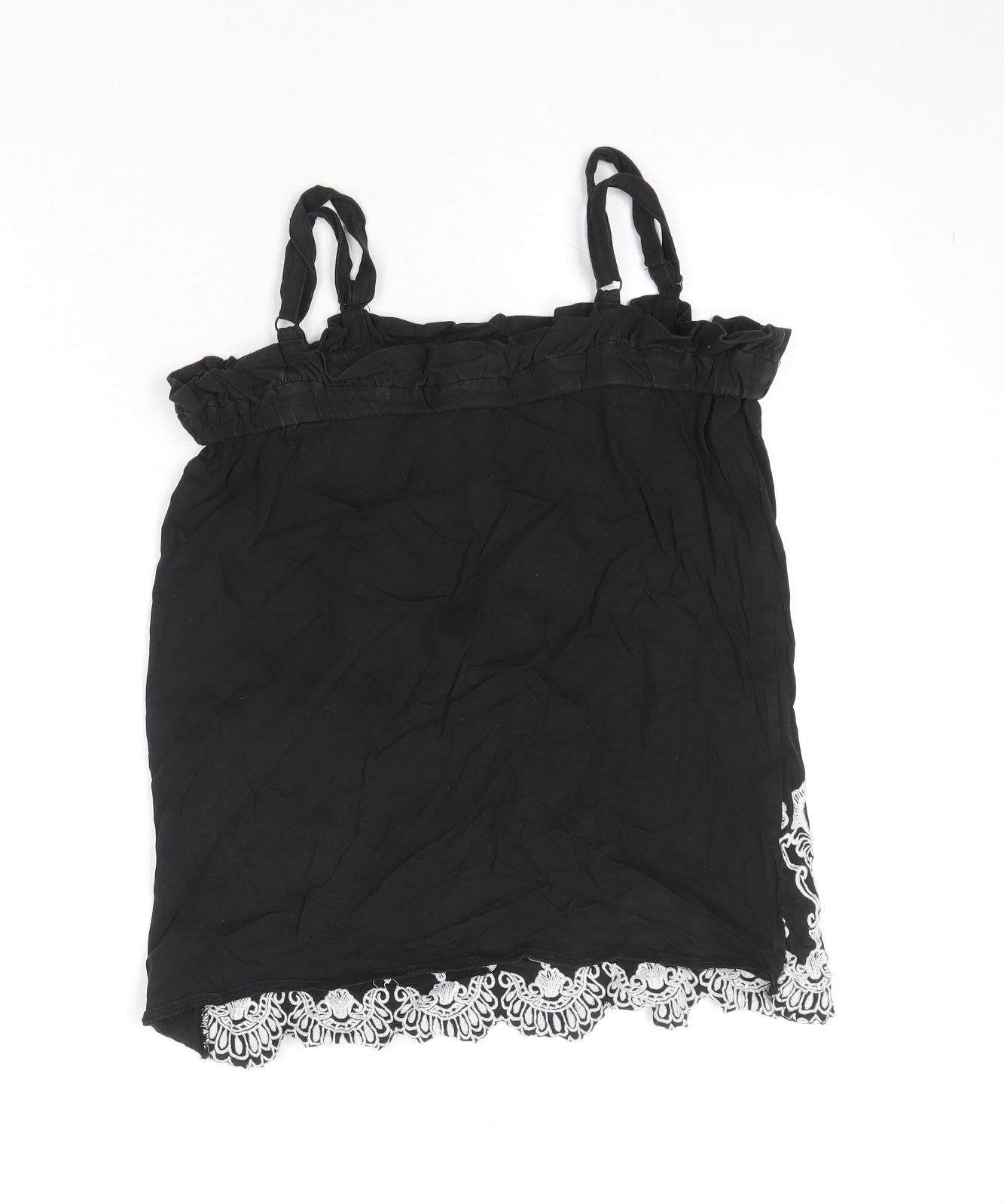 Select Womens Black Cotton Basic Tank Size 12 Square Neck