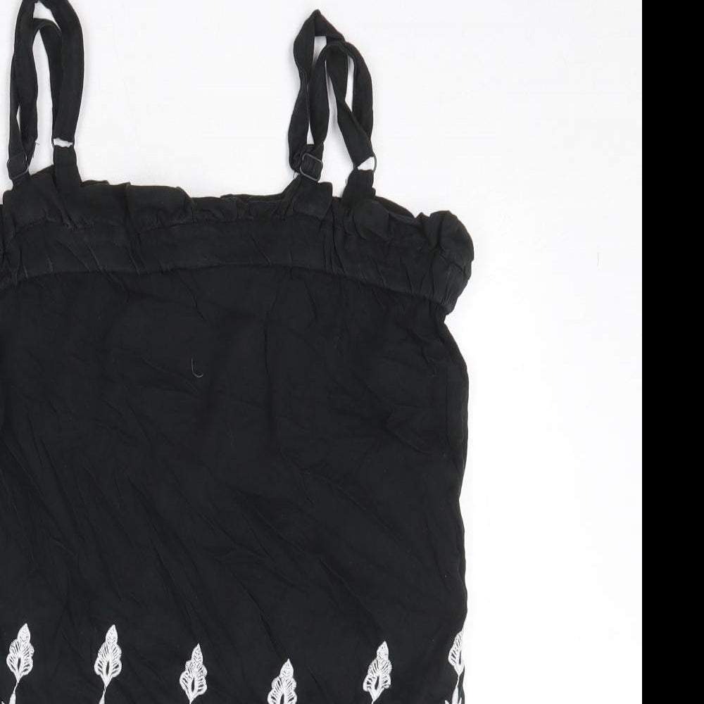 Select Womens Black Cotton Basic Tank Size 12 Square Neck