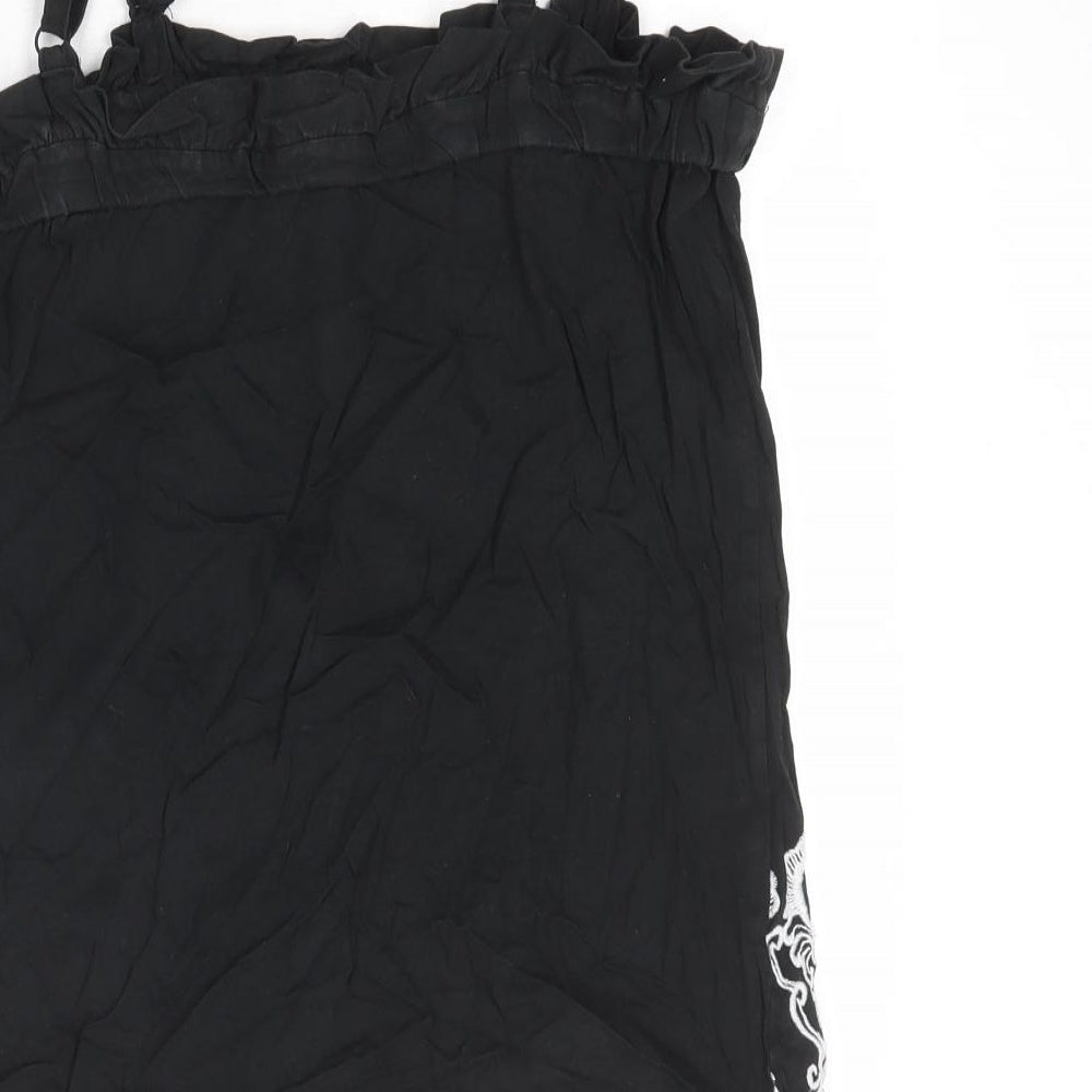 Select Womens Black Cotton Basic Tank Size 12 Square Neck