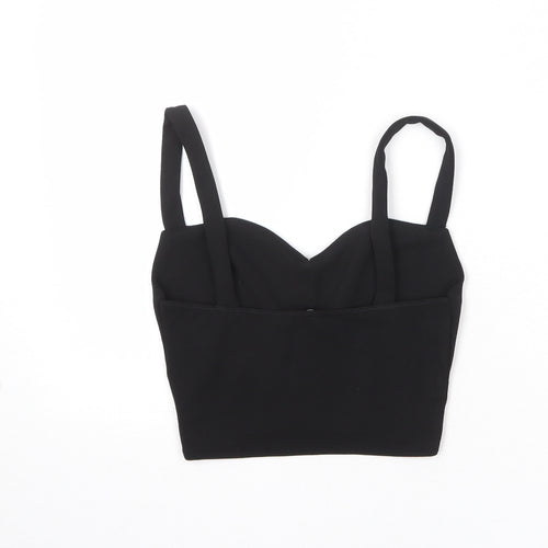 Zara Womens Black Polyester Cropped Tank Size S Sweetheart