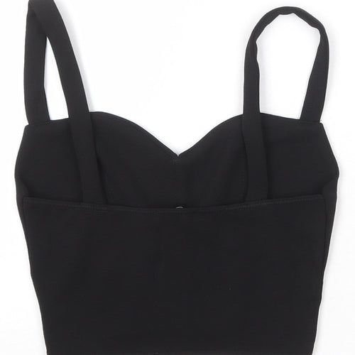 Zara Womens Black Polyester Cropped Tank Size S Sweetheart