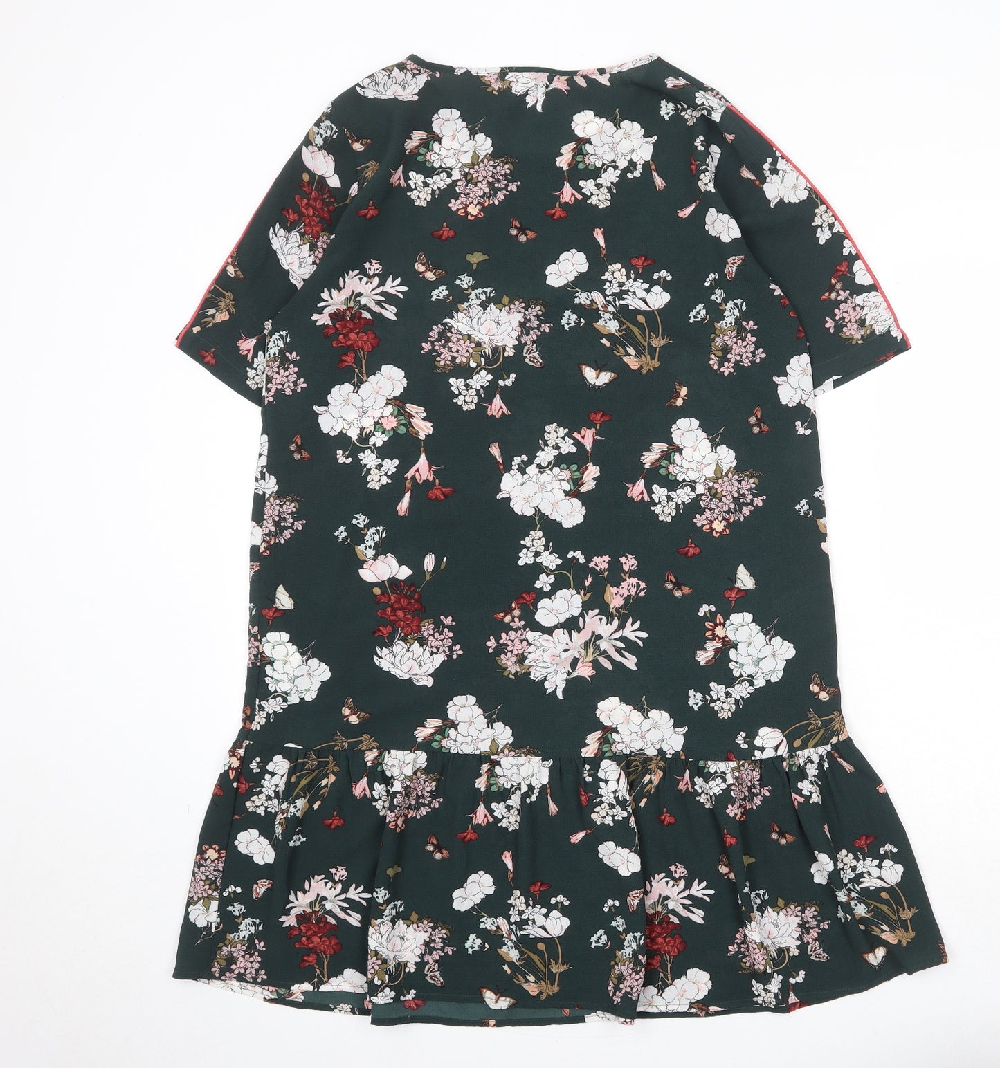Only Womens Green Floral Polyester Skater Dress Size 8 Round Neck Pullover