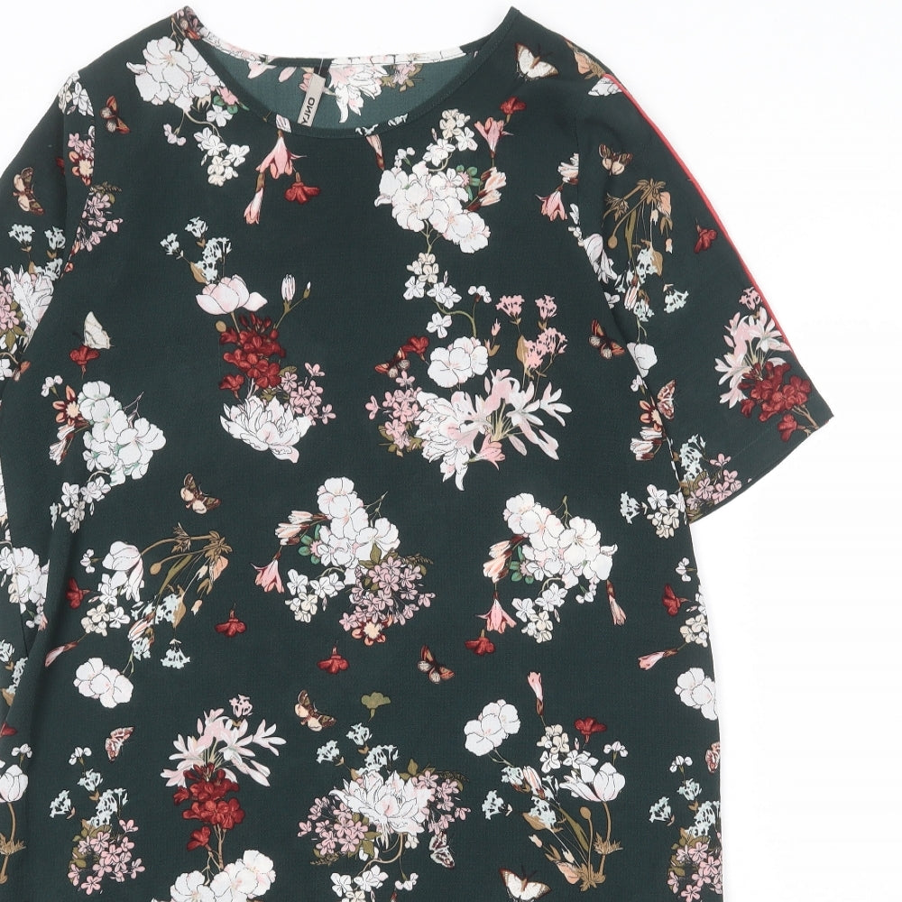 Only Womens Green Floral Polyester Skater Dress Size 8 Round Neck Pullover