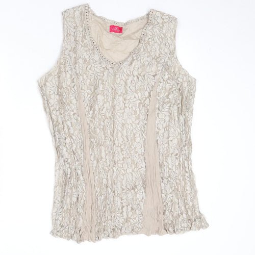 Together Womens Beige Viscose Basic Tank Size M Round Neck