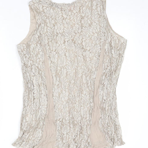 Together Womens Beige Viscose Basic Tank Size M Round Neck