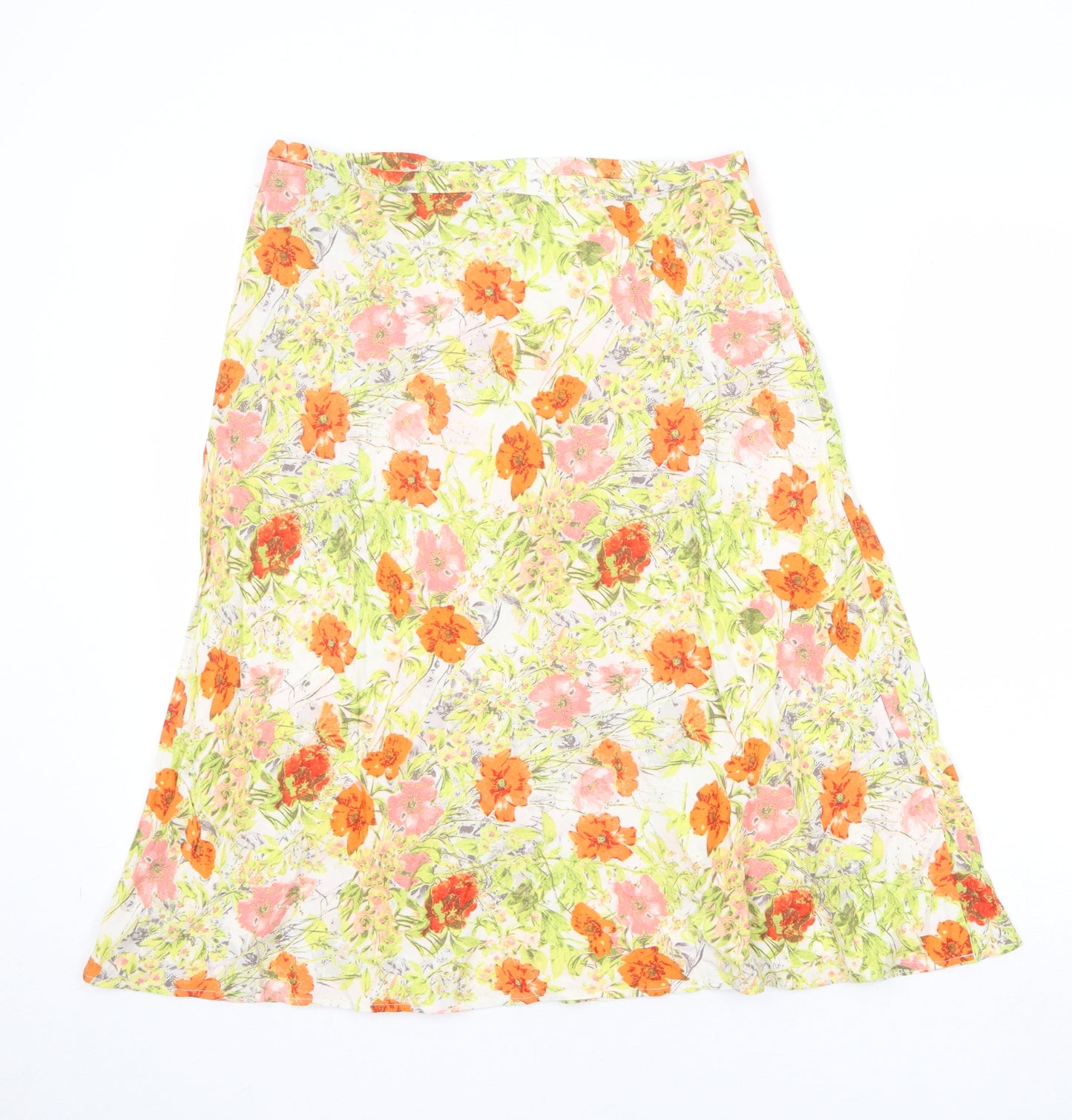 Marks and Spencer Womens Multicoloured Floral Viscose Swing Skirt Size 12 Zip