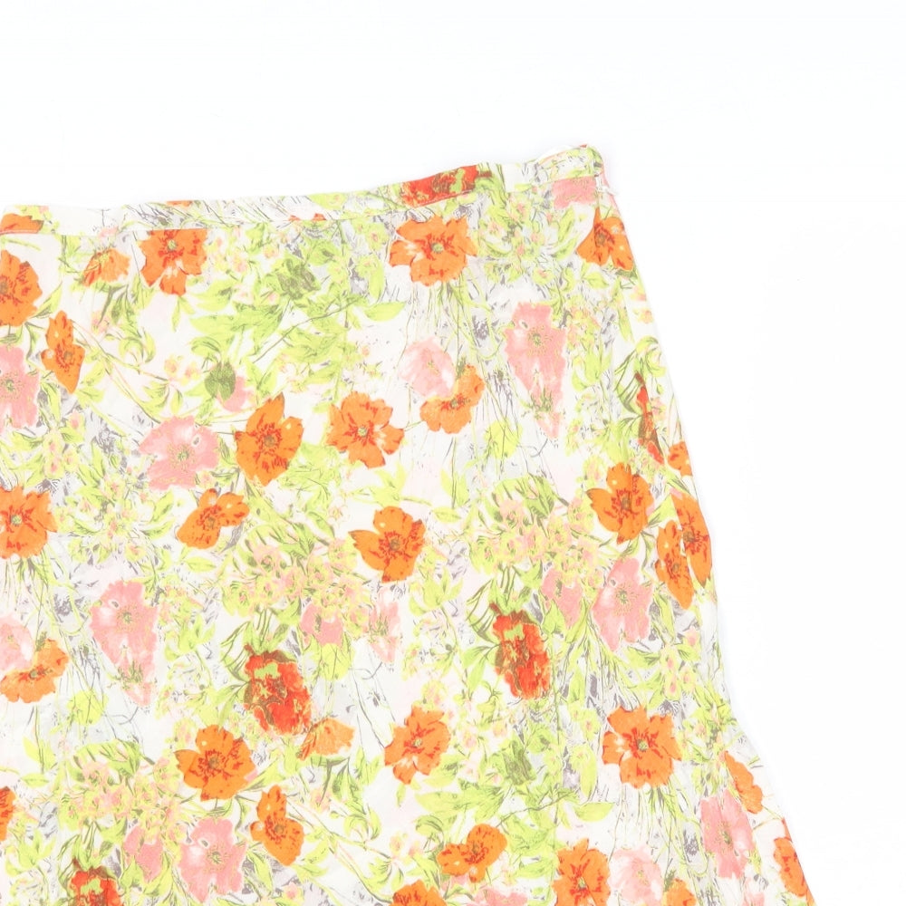 Marks and Spencer Womens Multicoloured Floral Viscose Swing Skirt Size 12 Zip