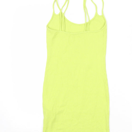 Zara Womens Green Acrylic Slip Dress Size S Round Neck Pullover