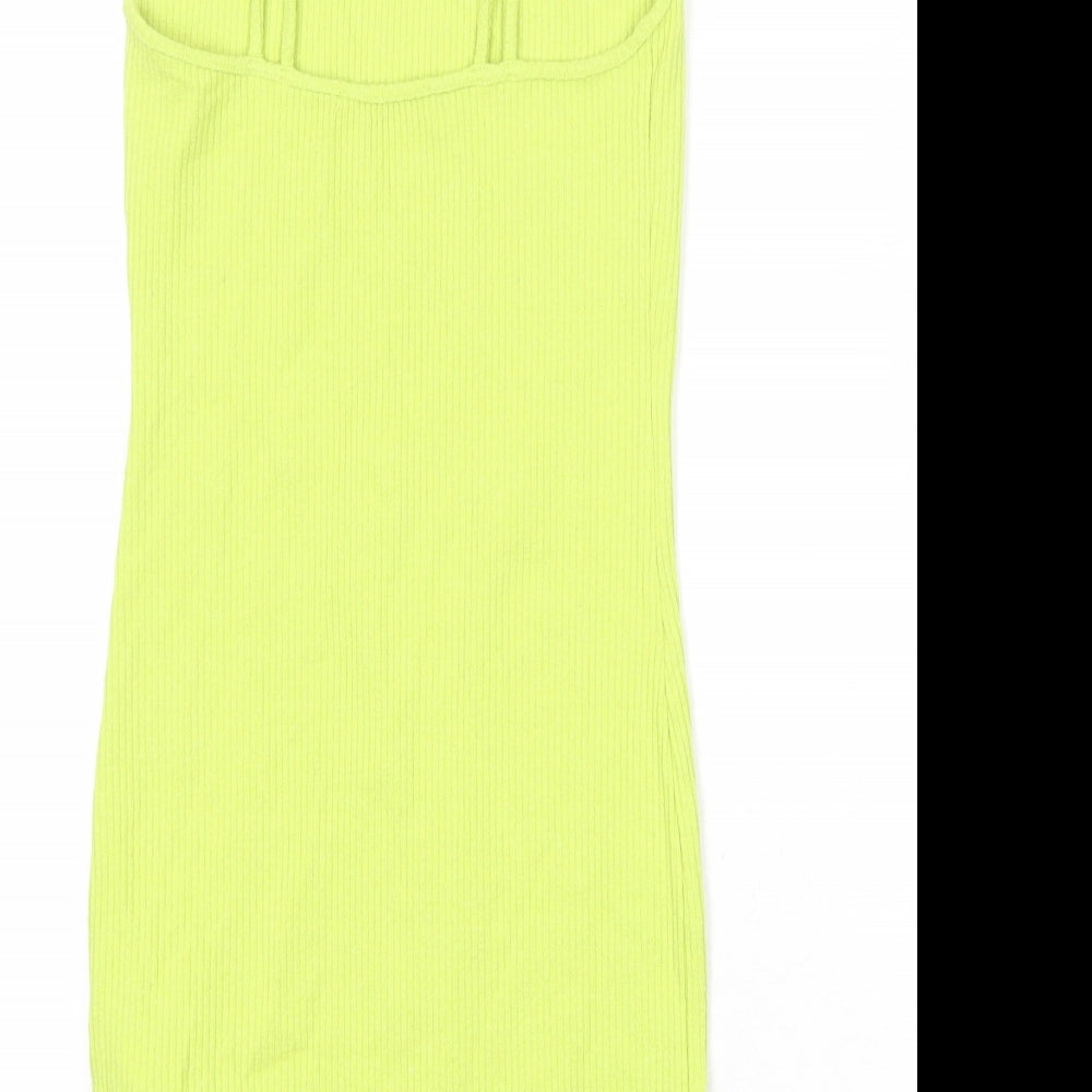 Zara Womens Green Acrylic Slip Dress Size S Round Neck Pullover