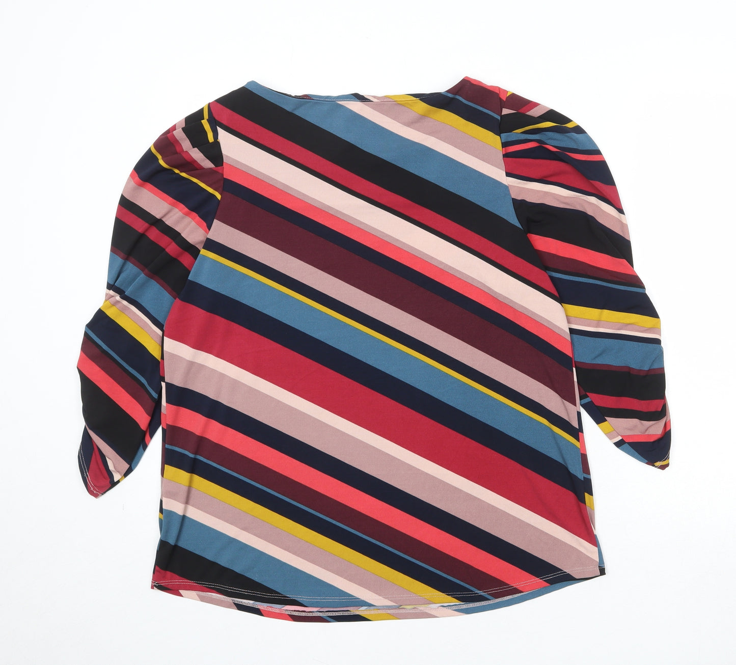 Monsoon Womens Multicoloured Striped Polyester Basic Blouse Size L Round Neck