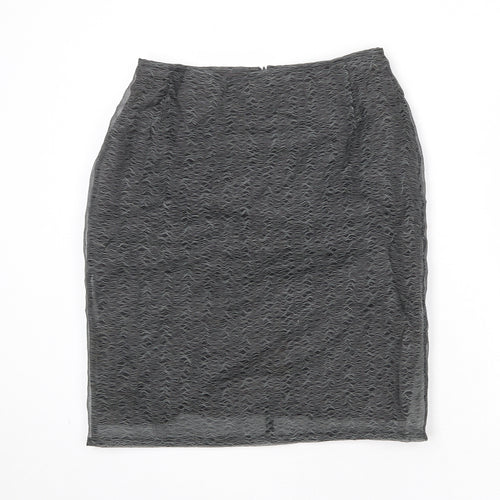 Zapa Womens Grey Geometric Polyester A-Line Skirt Size 14 Zip