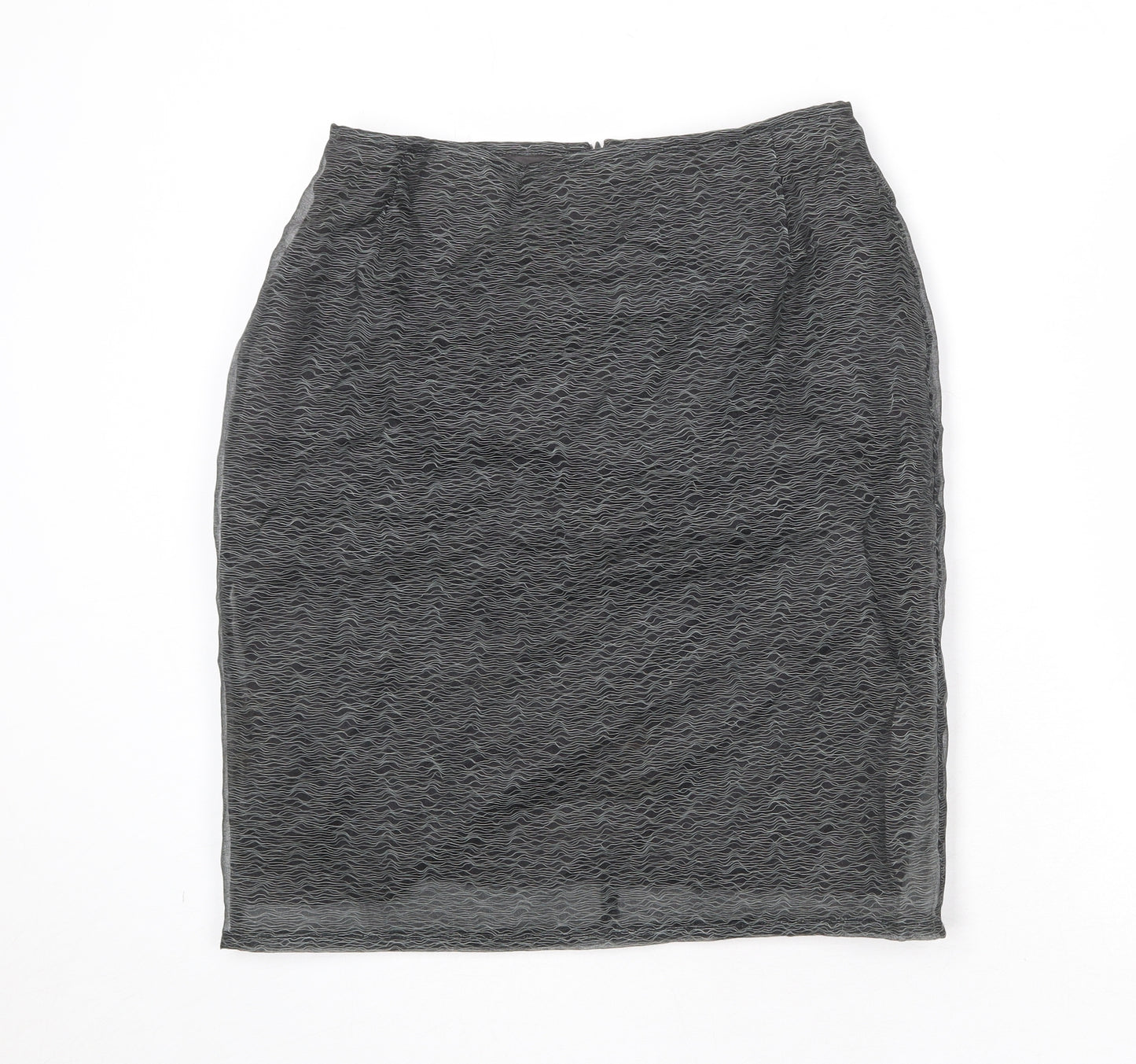 Zapa Womens Grey Geometric Polyester A-Line Skirt Size 14 Zip