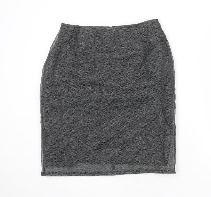 Zapa Womens Grey Geometric Polyester A-Line Skirt Size 14 Zip