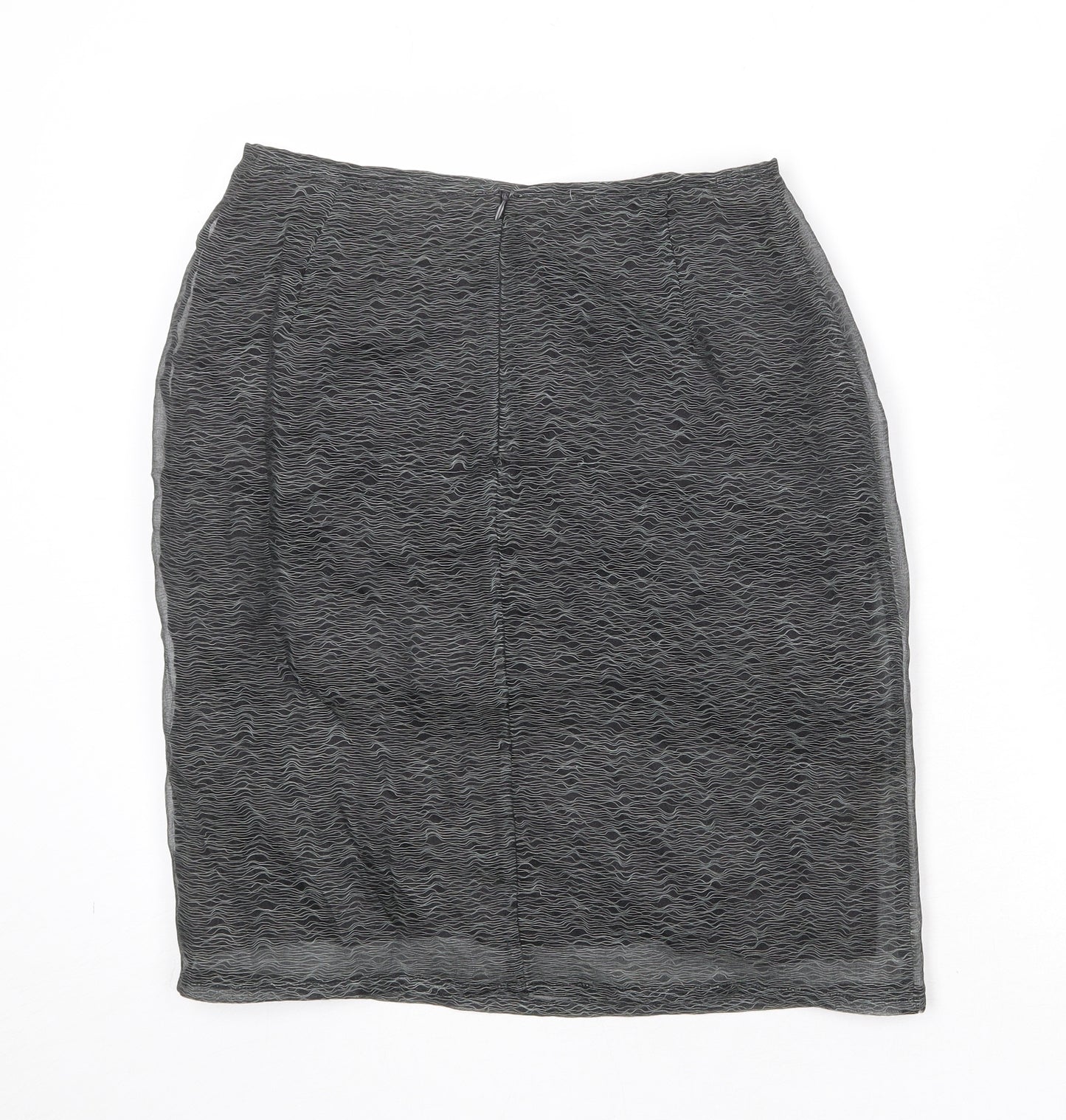 Zapa Womens Grey Geometric Polyester A-Line Skirt Size 14 Zip