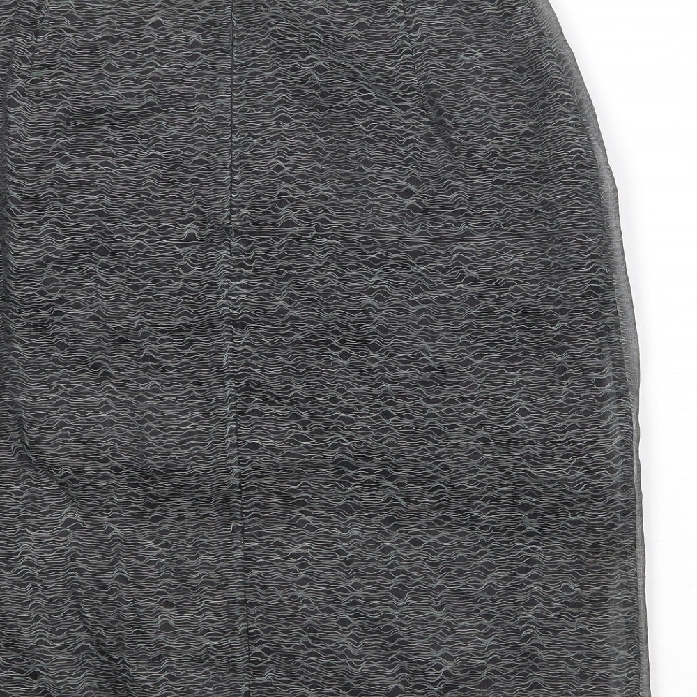 Zapa Womens Grey Geometric Polyester A-Line Skirt Size 14 Zip