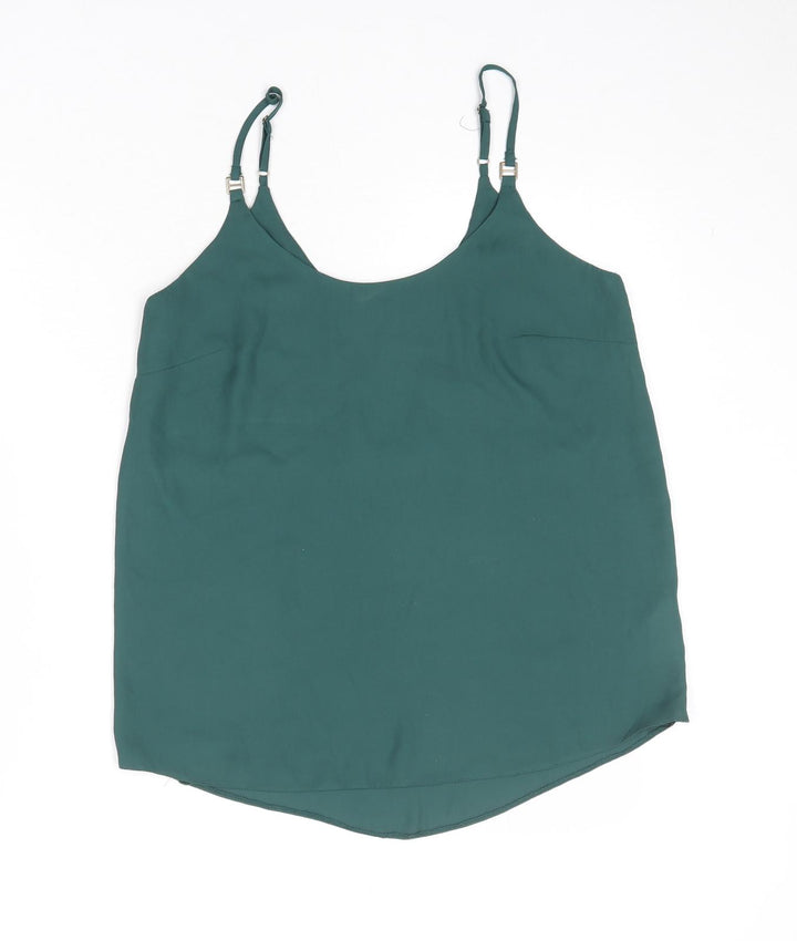 Dorothy Perkins Womens Green Polyester Basic Tank Size 10 Round Neck