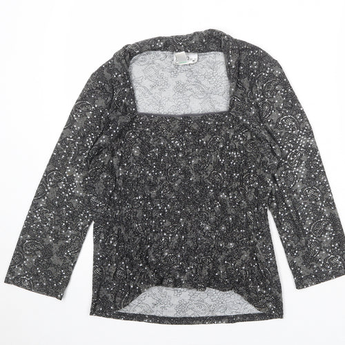 Joseph Ribkoff Womens Grey Geometric Polyester Basic Blouse Size 18 Square Neck