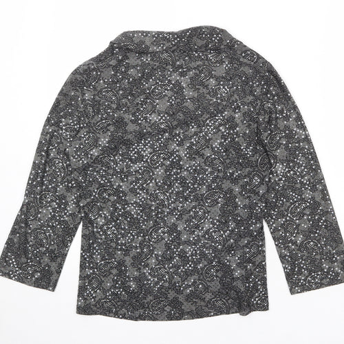 Joseph Ribkoff Womens Grey Geometric Polyester Basic Blouse Size 18 Square Neck