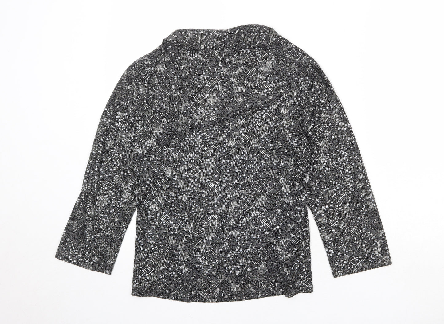 Joseph Ribkoff Womens Grey Geometric Polyester Basic Blouse Size 18 Square Neck