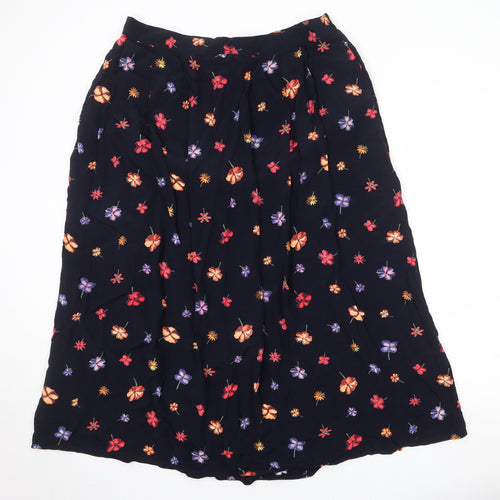 ELVI Womens Black Floral Polyester Peasant Skirt Size 37 in Zip