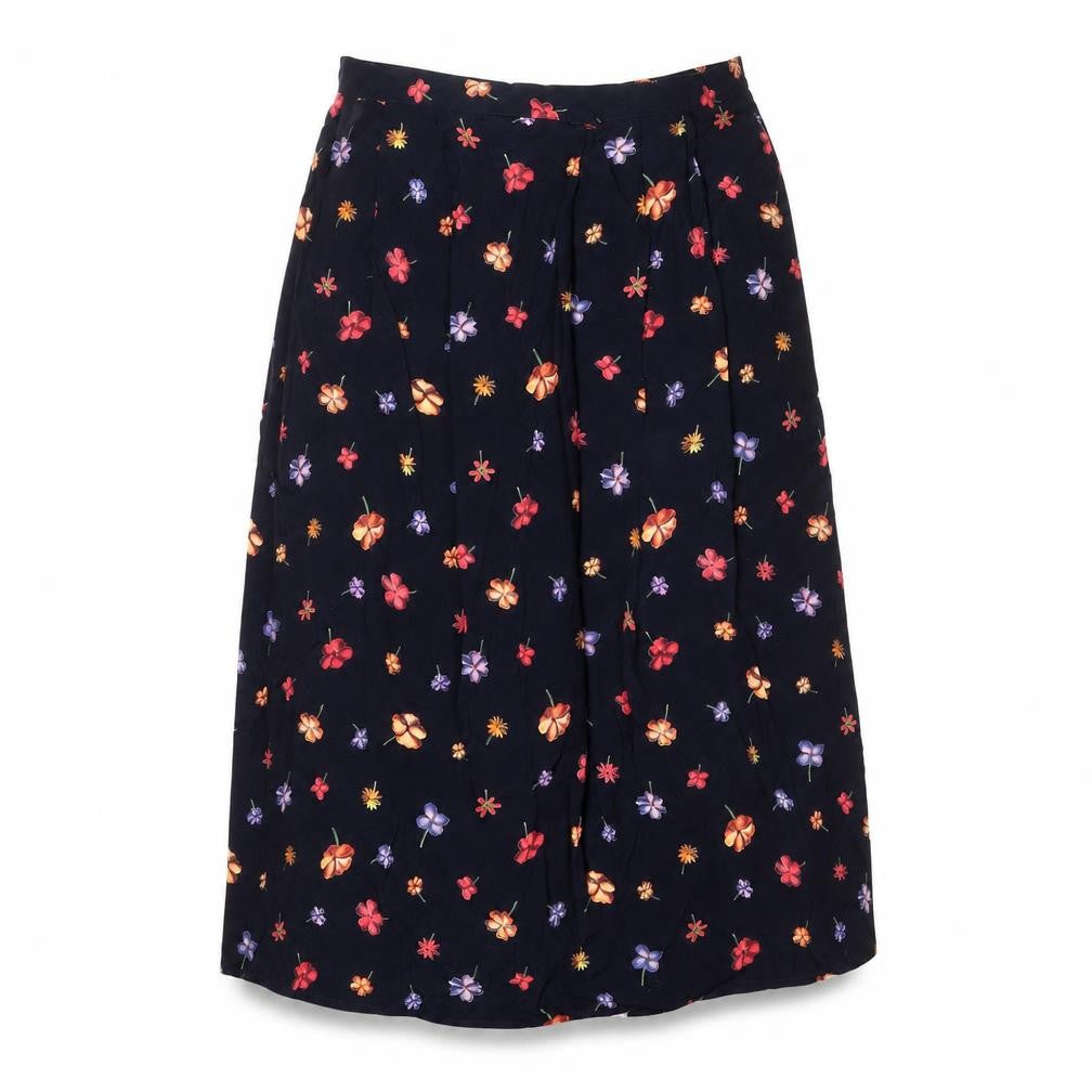 ELVI Womens Black Floral Polyester Peasant Skirt Size 37 in Zip