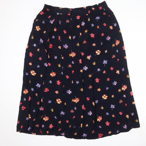 ELVI Womens Black Floral Polyester Peasant Skirt Size 37 in Zip