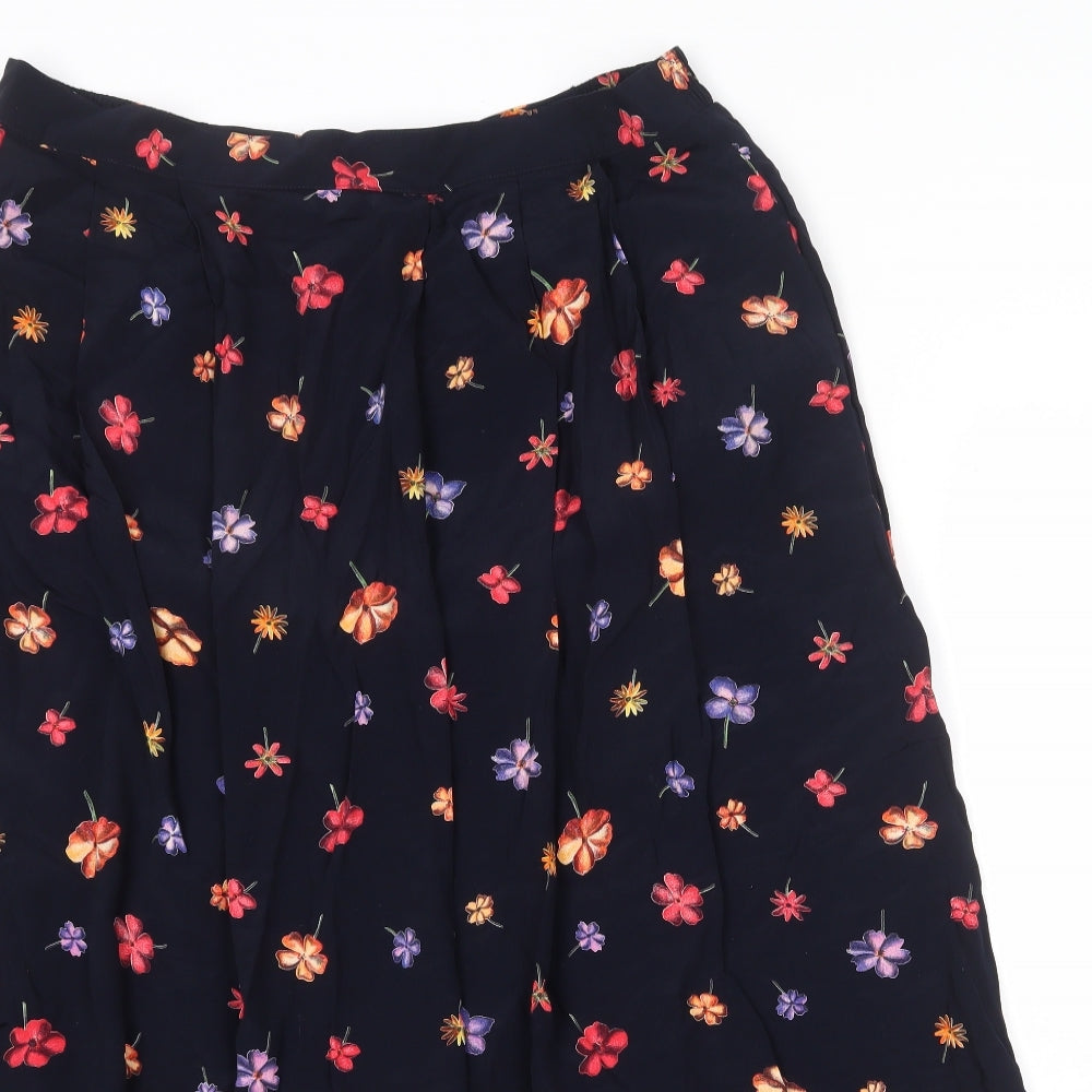 ELVI Womens Black Floral Polyester Peasant Skirt Size 37 in Zip