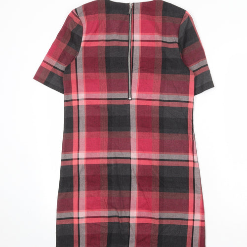 NEXT Womens Multicoloured Plaid Polyester Shift Size 8 Round Neck Zip