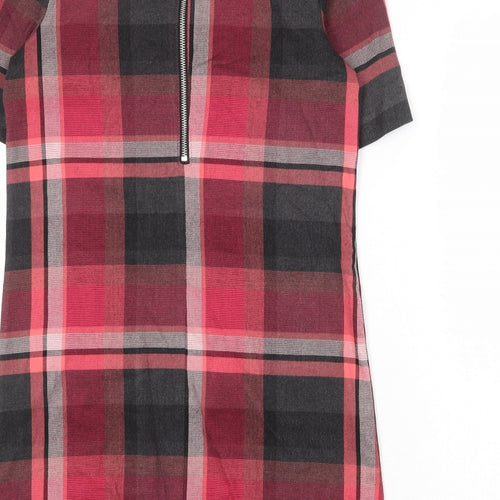 NEXT Womens Multicoloured Plaid Polyester Shift Size 8 Round Neck Zip