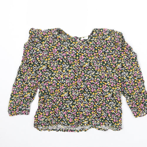 NEXT Girls Multicoloured Floral Viscose Basic Blouse Size 16 Years Round Neck Button