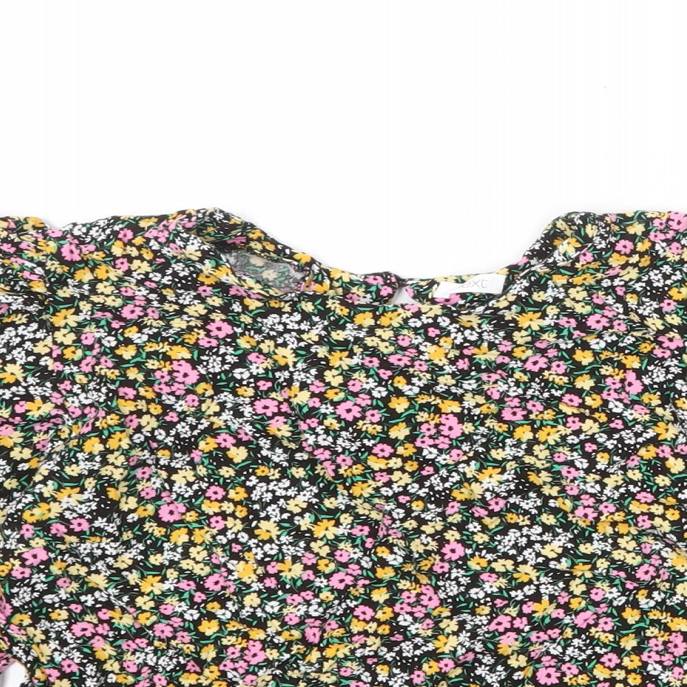 NEXT Girls Multicoloured Floral Viscose Basic Blouse Size 16 Years Round Neck Button