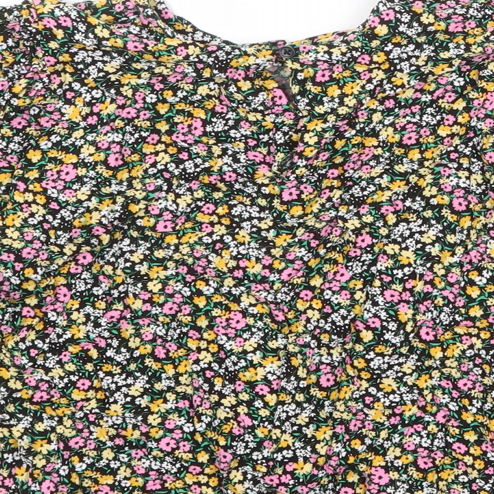 NEXT Girls Multicoloured Floral Viscose Basic Blouse Size 16 Years Round Neck Button