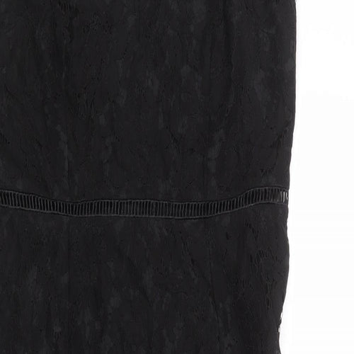 Girls On Film Womens Black Geometric Nylon Slip Dress Size 14 Sweetheart Zip