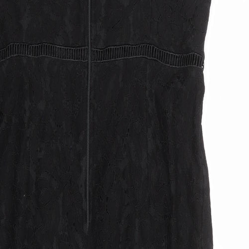 Girls On Film Womens Black Geometric Nylon Slip Dress Size 14 Sweetheart Zip